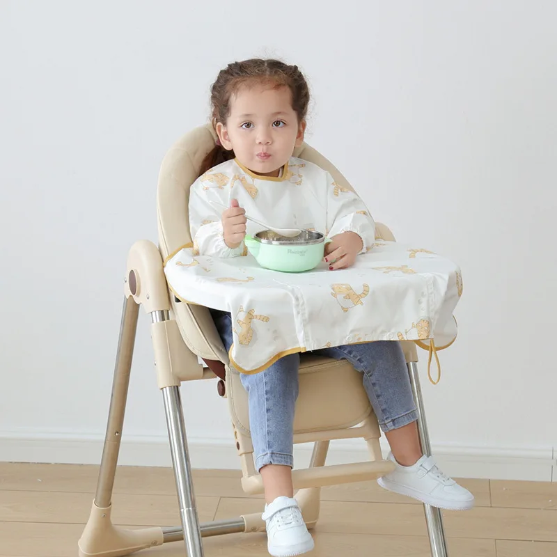 Tablier de chaise de salle à manger pour bébé, bavoir à manches longues, combinaison anti-salissure, imperméable, artefact de manger, alimentation des nourrissons et des jeunes enfants