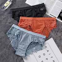 3Pcs Panties Sexy Briefs Lace Panties Women Underwear Lingerie Female Ladies Floral Low-Rise Underpants Intimates BANNIROU