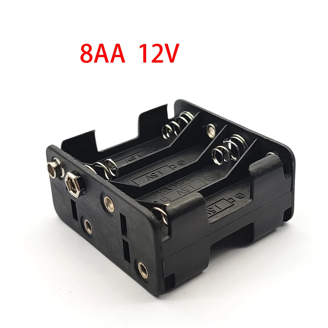 8xAA 12V Battery Clip Slot Storage Holder Box Case 8 AA Batteries Stack With 9V Snap Connector