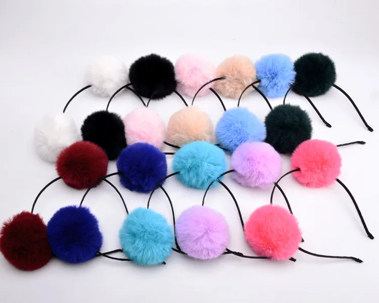 Candy Color Ball Girls Headband Pompon Hairband  Wedding Headwear Sweet Women Hair Accessories  Birthday Cosplay Christmas