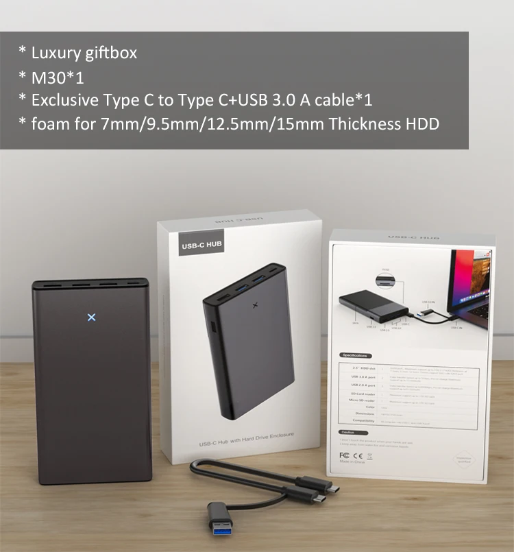 Colorii adaptor tipe C, dengan perangkat keras 2.5 SATA ke USB 3.0 untuk Disk SSD eksternal HDD