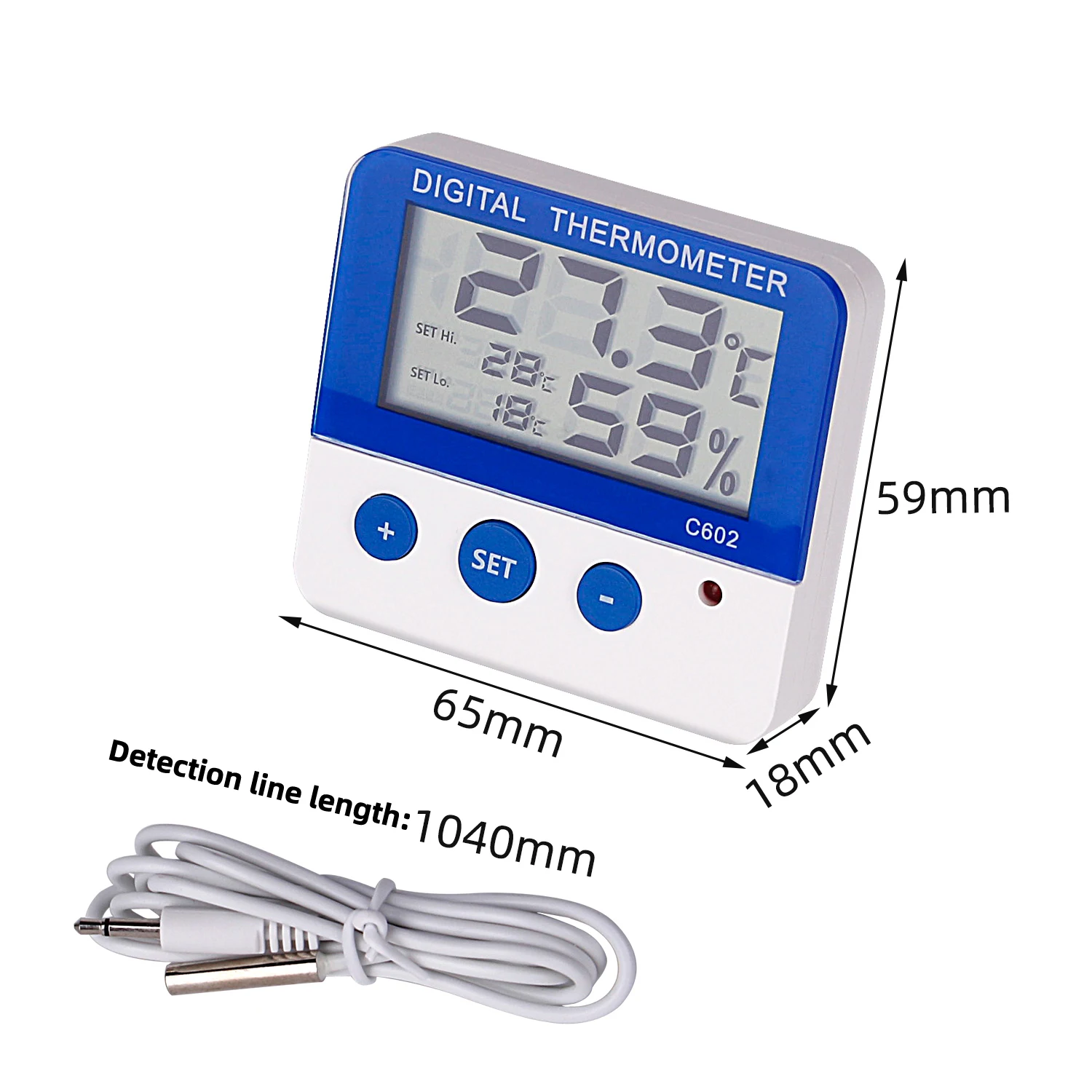 LCD Sensor Eletrônico Medidor de Temperatura e Umidade, Interior, Exterior, Geladeira, Congelador, Termômetro, Alarme, Estação Meteorológica, Relógio