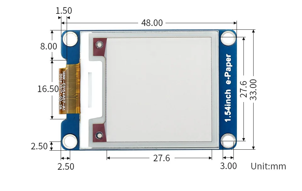 Waveshare-Módulo de pantalla de tinta electrónica de 200x200, 1,54 pulgadas, papel electrónico de tres colores rojo/Blanco/negro para Raspberry Pi / STM32 SPI, para Arduino