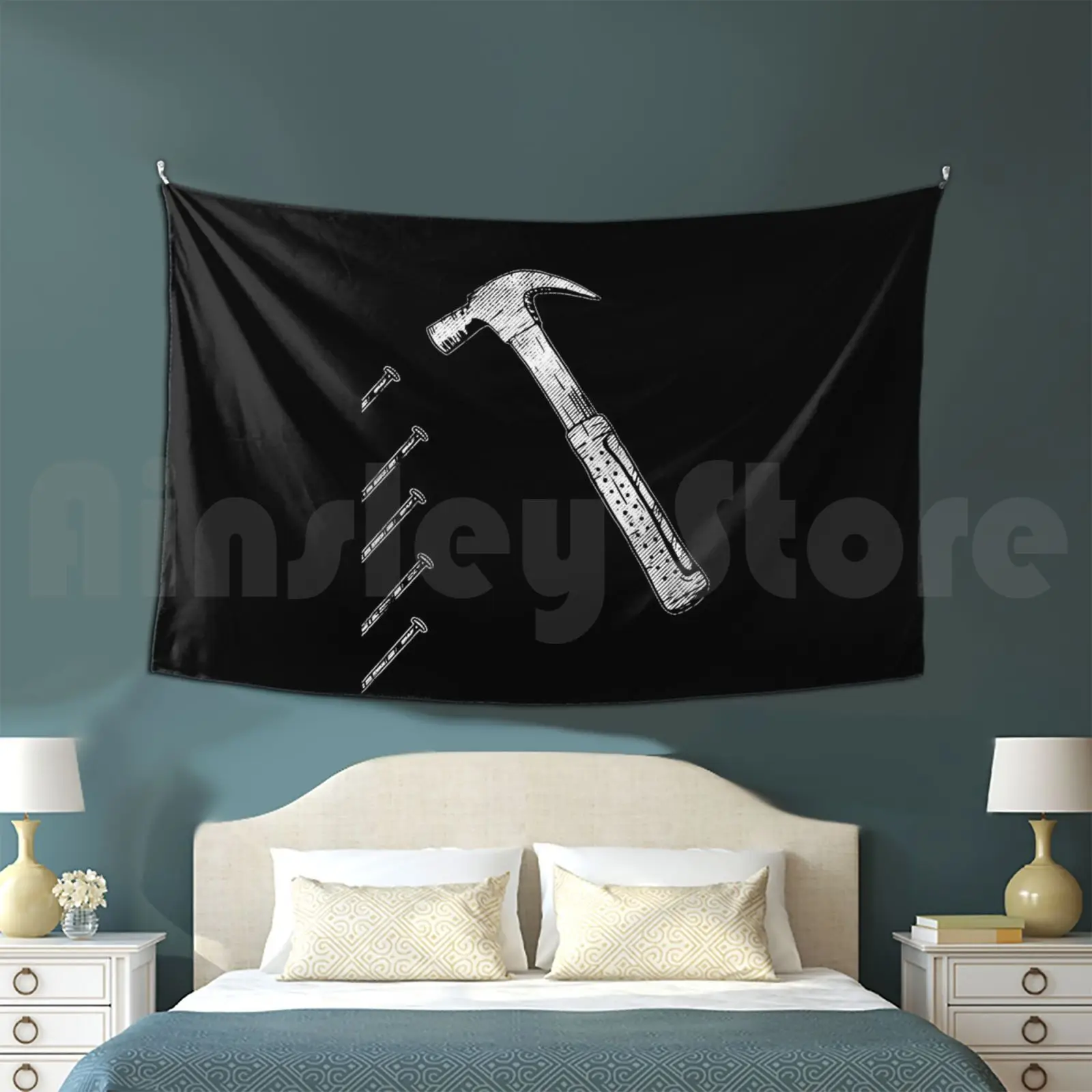 Hammer Nails Tool Carpenter Woodworker Tapestry Living Room Bedroom Carpenter Carpenter Woodworker Carpentry-image