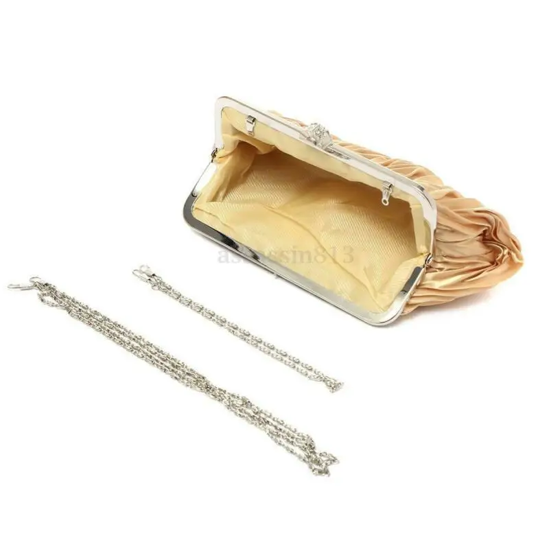 Women Crystal Evening Clutch Bag Ladies Wedding Party Handbag Prom Purse Chain Ruffle Shoulder bag