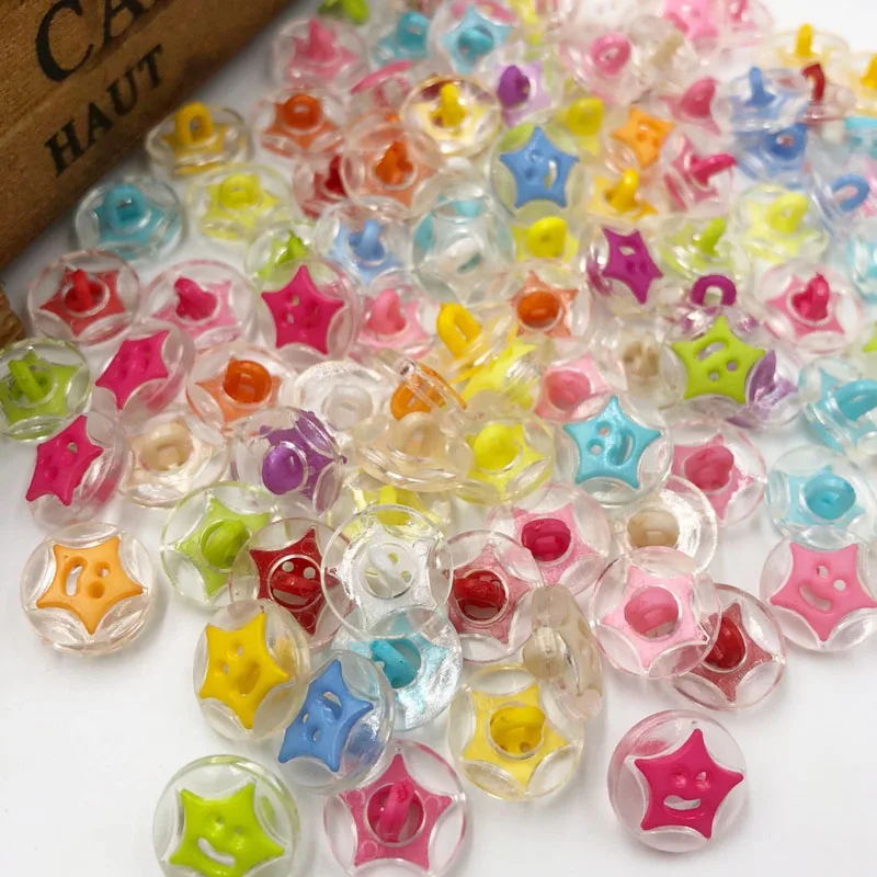 50 Pcs Mix Color Star Plastic Combined Buttons DIY Accessories Children's Garment Sewing Notions PT58