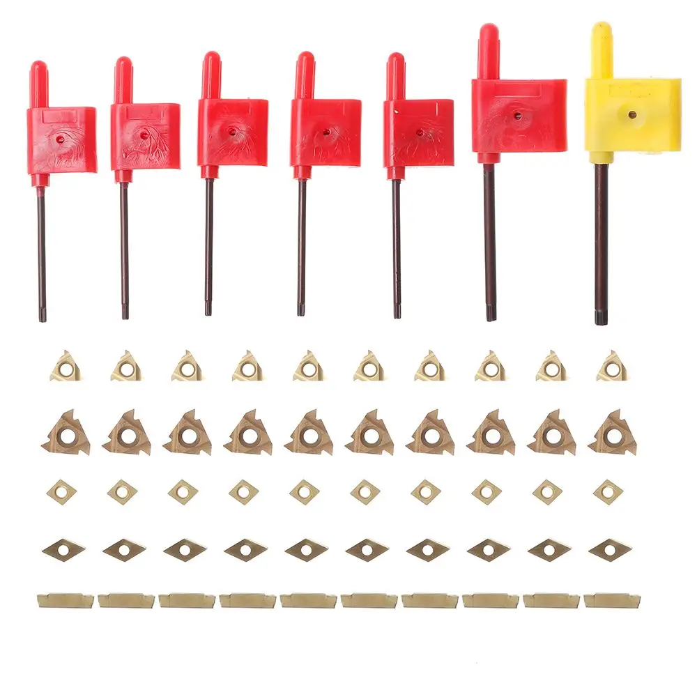 Drillpro 50 Buah Sisipan Karbida dengan 7 Buah 12Mm Gagang Alat Putar Bubut Batang DCMT070204 CCMT060204 MGMN200 Aksesori Alat