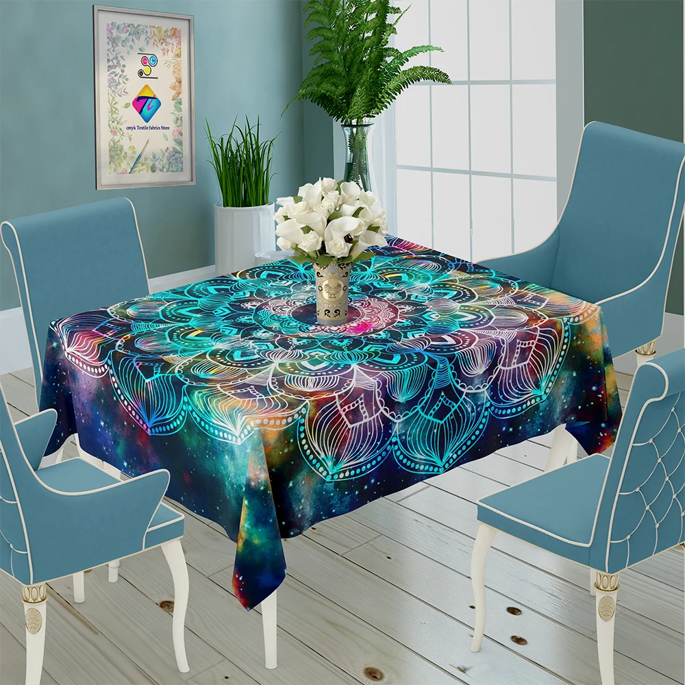 Colorful Datura Rectangular Tablecloth Waterproof Tablecloth Mantel Wedding Kitchen Table Home Decor