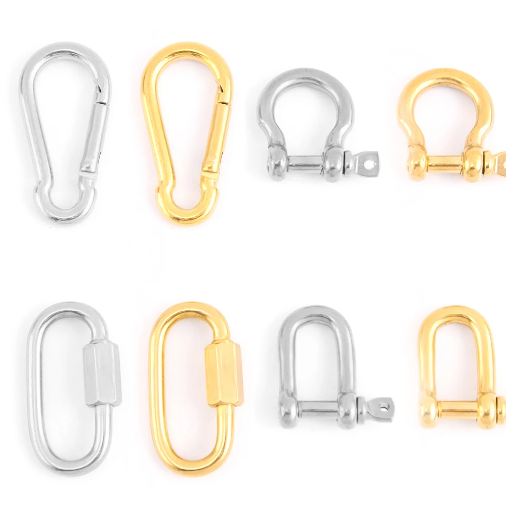 3pcs Stainless Steel Shackle U Wholesale DIY Creative Carabiner Fasteners Screw Lock Clasps Accessories Handmade Punk Jewelry