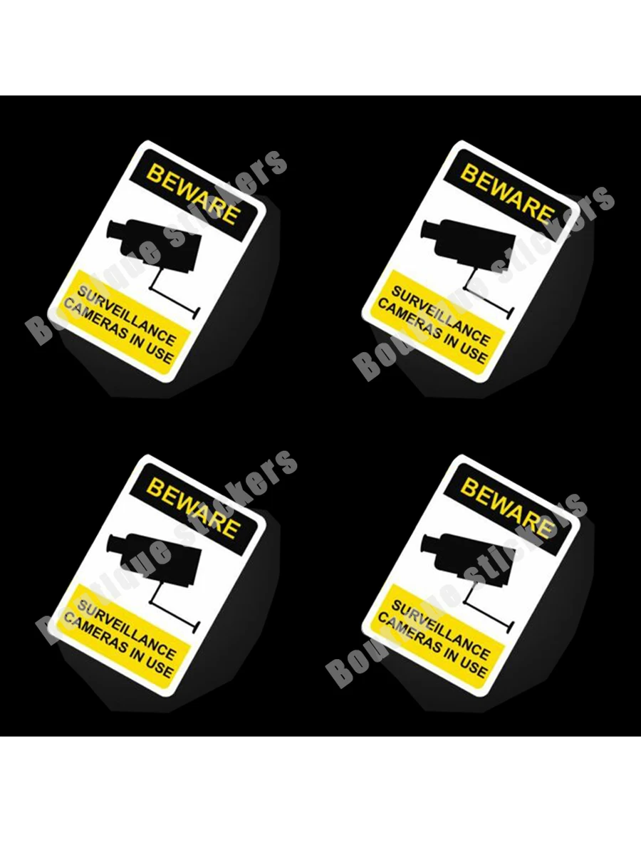 4X CCTV Sticker Decal Logo Safety Warning Notice Camera Warning Sticker Waterproof and Sunscreen Hot Sale Remind Everyone