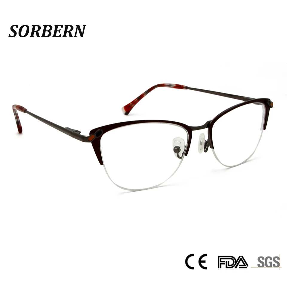 

SORBERN Fashion Alloy Eyeglasses Frame Pattern Color Metal Optical Frame Round Unisex Myopia Glasses Spectacles High Quality