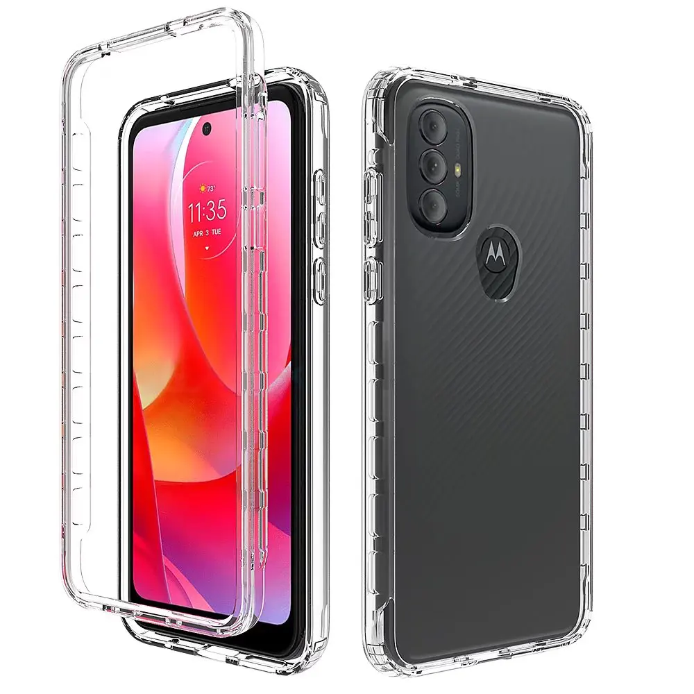 Capa para Moto G Pure, Capa Protetora Transparente 2 em 1 à Prova de Choque com Bumper Rígido e TPU Macio para Motorola G Power 2022