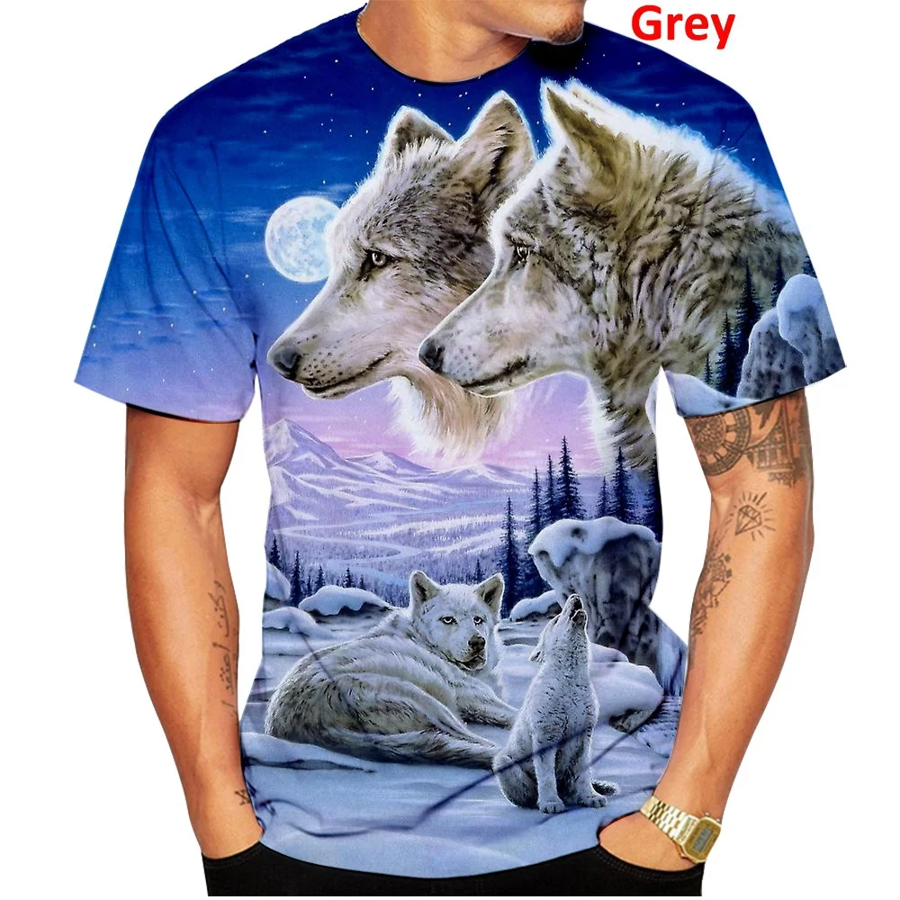 Newest Cool Fashion 3d Wolf T Shirt Personality Animal Short Sleeve T-Shirts