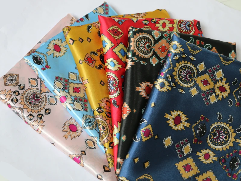 By Meter Vintage Patchwork Fabric Satin Charmeuse Material For Gown Scarf