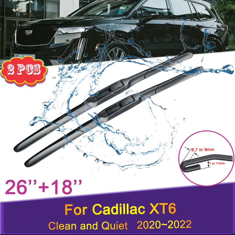 

Car Wiper Blades for Cadillac XT6 Model 2020 2021 2022 Front Windshield Frameless Silent Snow Scraping Balck Rubber Accessories