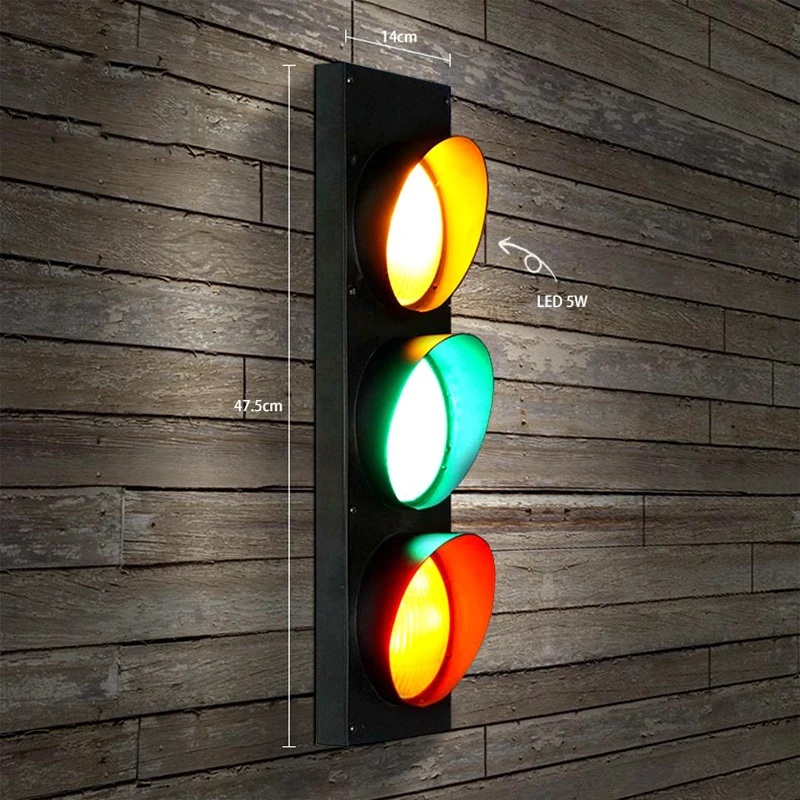 Industrial Vintage Wall Light Led Traffic Signal Wall Lamp Bar Restaurant Art Deco Wall Sconce Loft Kitchen Fixtures Lamp Wall