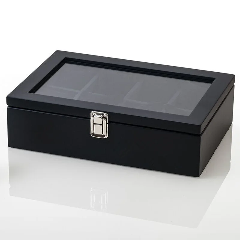 5/8/10/12 Slots Wood Watch Box Organizer Black Watch Display Wood Watch Holder For Men Fashion Gift Box