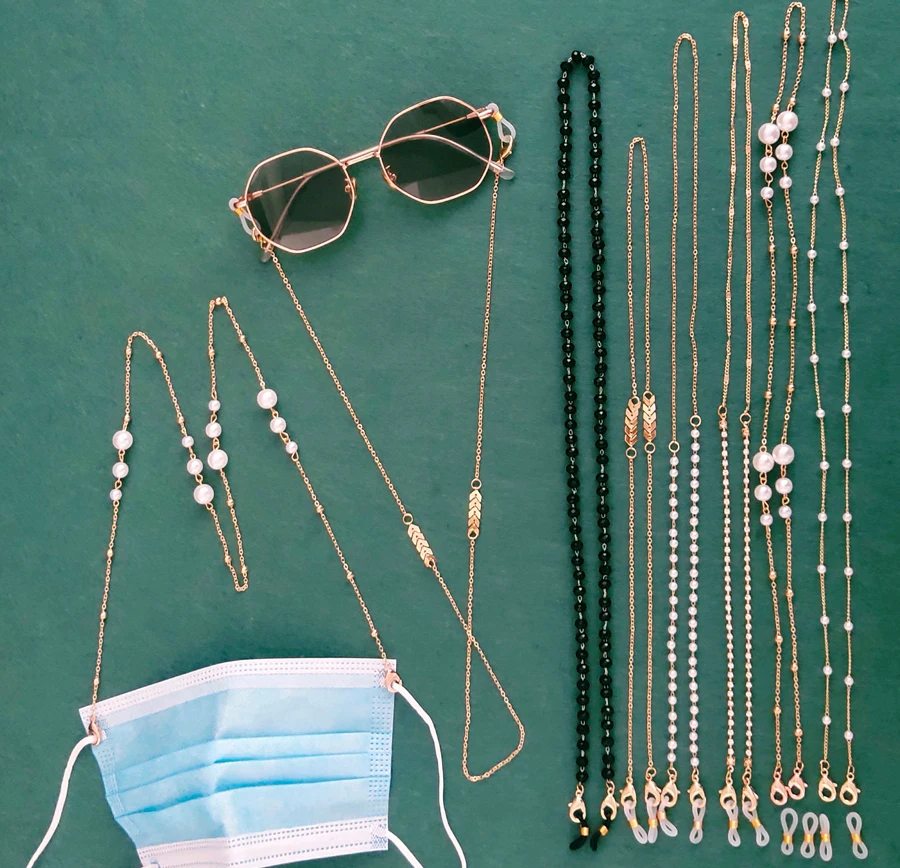 

Sunglasses Mask Chains Lanyard For Women Men Pearl Crystal Anti-lost Earphone Eyeglasses Chains 2021 Fashion Glass Necklace