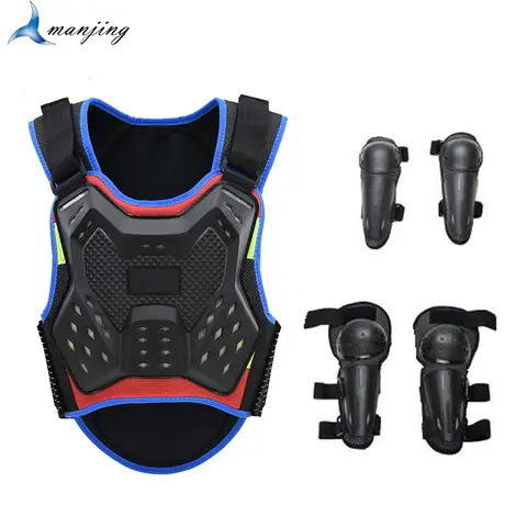 Youth Motocross Chest Back Armor Set for Ages 4-15 Children's ATV Dirt Bike Knee & Elbow Pads Protective Gear for Motorcycle Rid