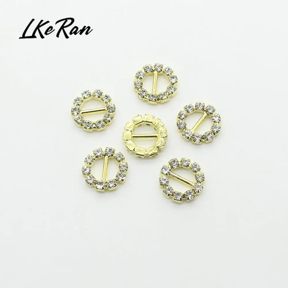 LKERAN Inner 6mm Mini 10Pcs Round Rhinestone Buckles Crystal Decor Wedding fit ribbon and Shoe Belt Clothin Buckles Fitting image 4