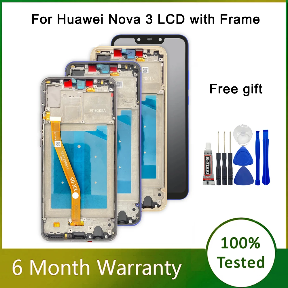 

6.3" Best Quality LCD Display For Huawei Nova 3 LCD with Frame Screen For Nova3 PAR-LX1M PAR-LX1 PAR-LX9 LCD Digitizer Assembly