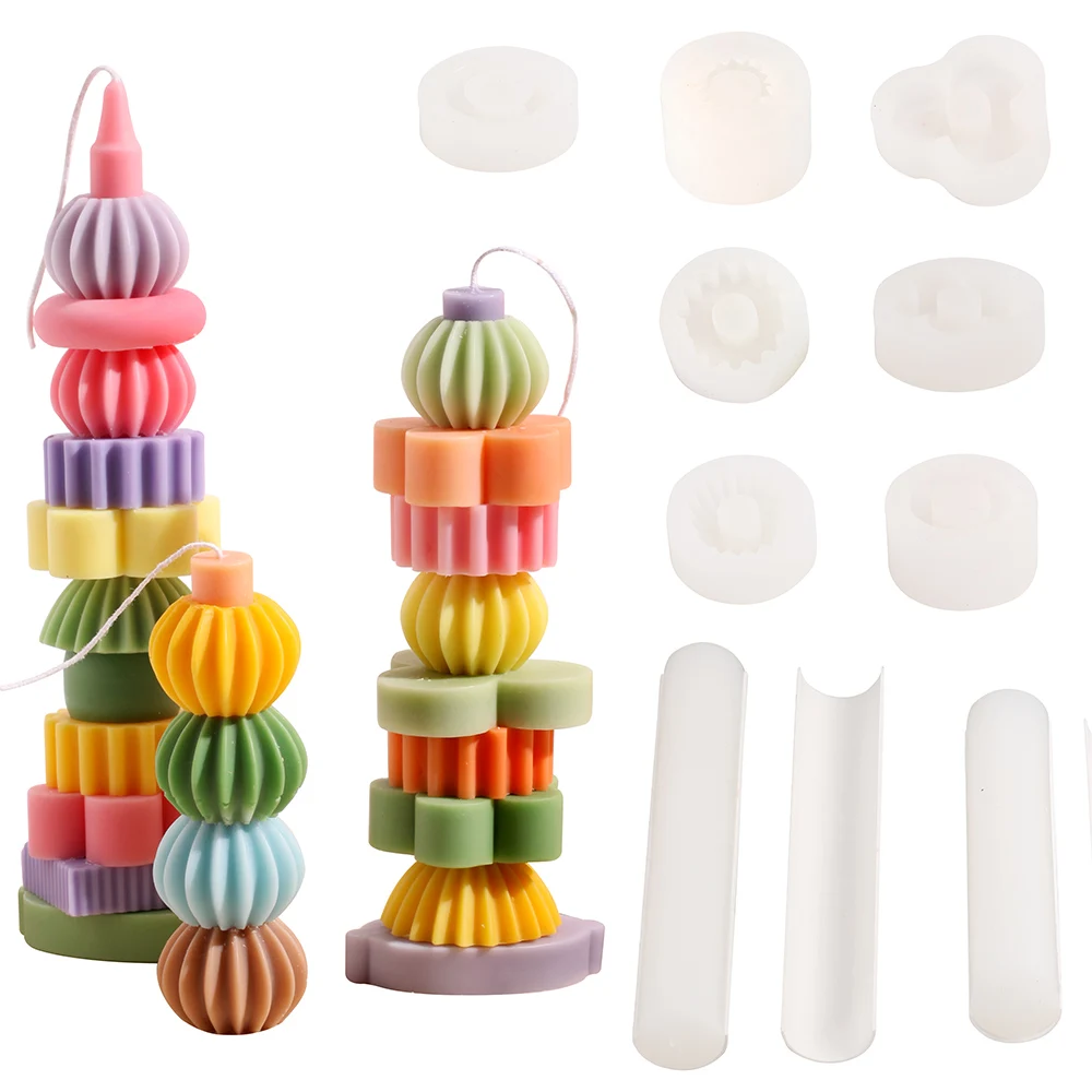 Stackable Candle Mold Aromatherapy Wax Modular Candle Silicone Mould DIY Handmade Home Decoration Tools