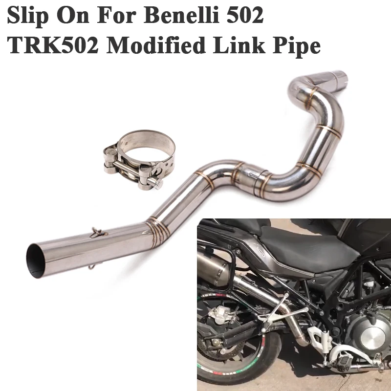 

Slip On For Benelli 502 TRK502 Motorcycle Exhaust System Escape Modified Stainless Middle Tube Link Pipe Connection 51mm Muffler