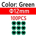 100 piezas de 12 mm, color verde