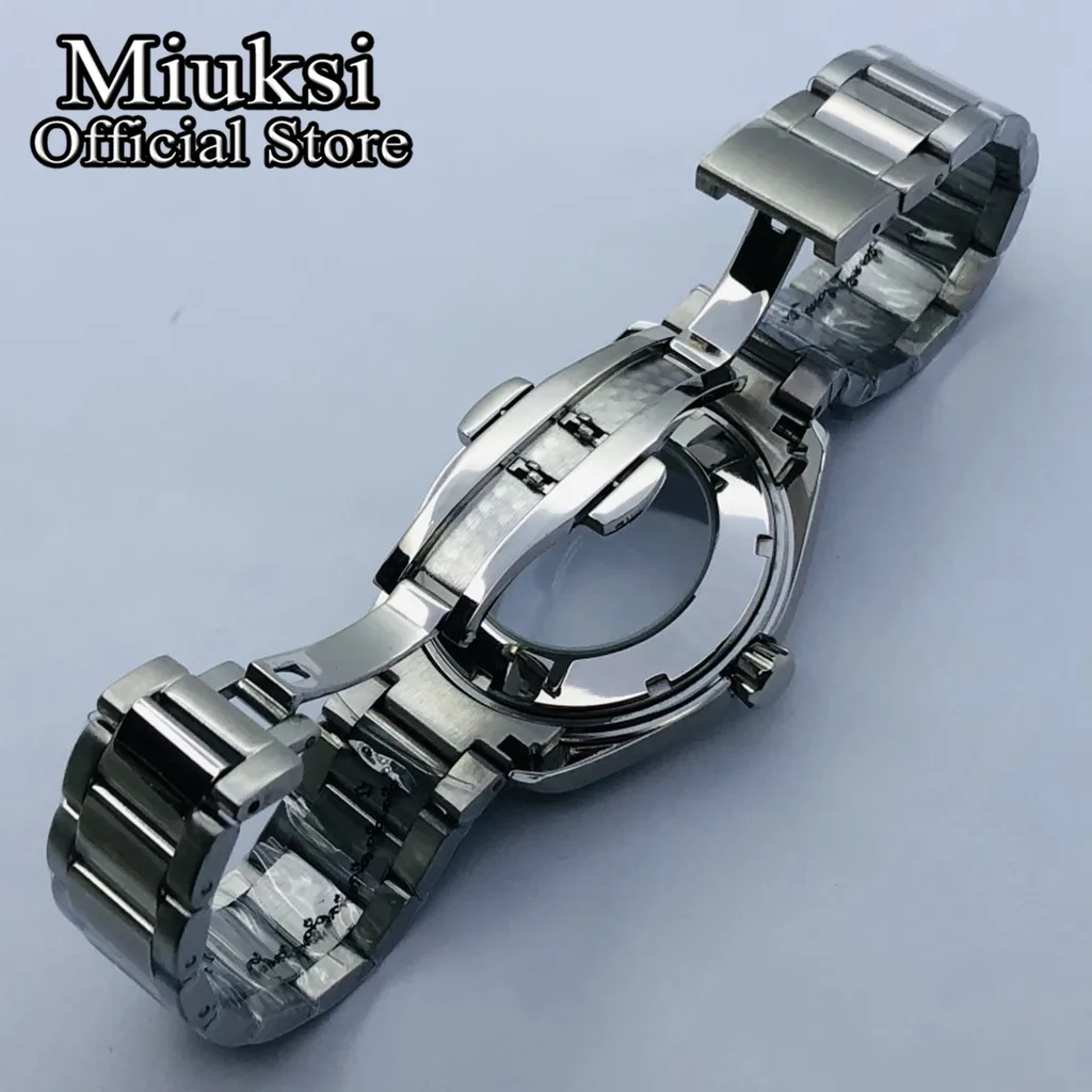 Miuksi 40mm silver sterile case sapphire glass stainless steel bracelet fit NH35 NH36 movement