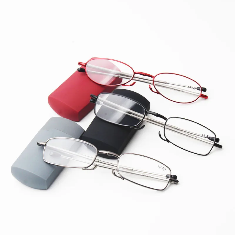 Men and Women Anti-Blue Light Foldable Reading Glasses Anti-Fatigue Anti-Radiation Glasses Hyperopia Glasses +100 to +400