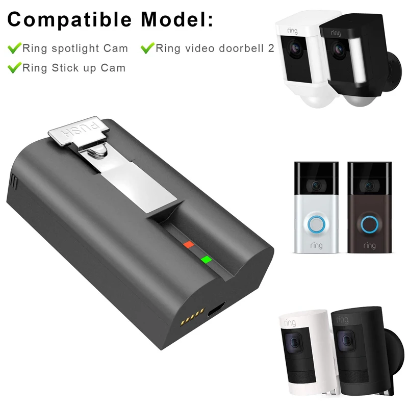 جديد V4 استبدال RV4 بطارية 6040mAh ل حلقة الجرس 3 ، حلقة جرس باب يتضمن شاشة عرض فيديو 2 ، حلقة الأضواء الكاميرا ، عصا حتى كام