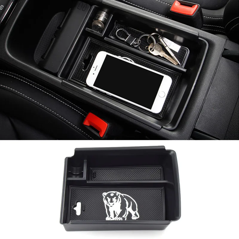 Vtear For Skoda Kodiaq car storage box container holder stowing tidying central tray clapboard accessories decoration interior