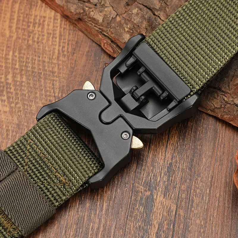 FRALU Tactical belt Military high quality Nylon men\'s training belt metal multifunctional buckle outdoor sports hook new