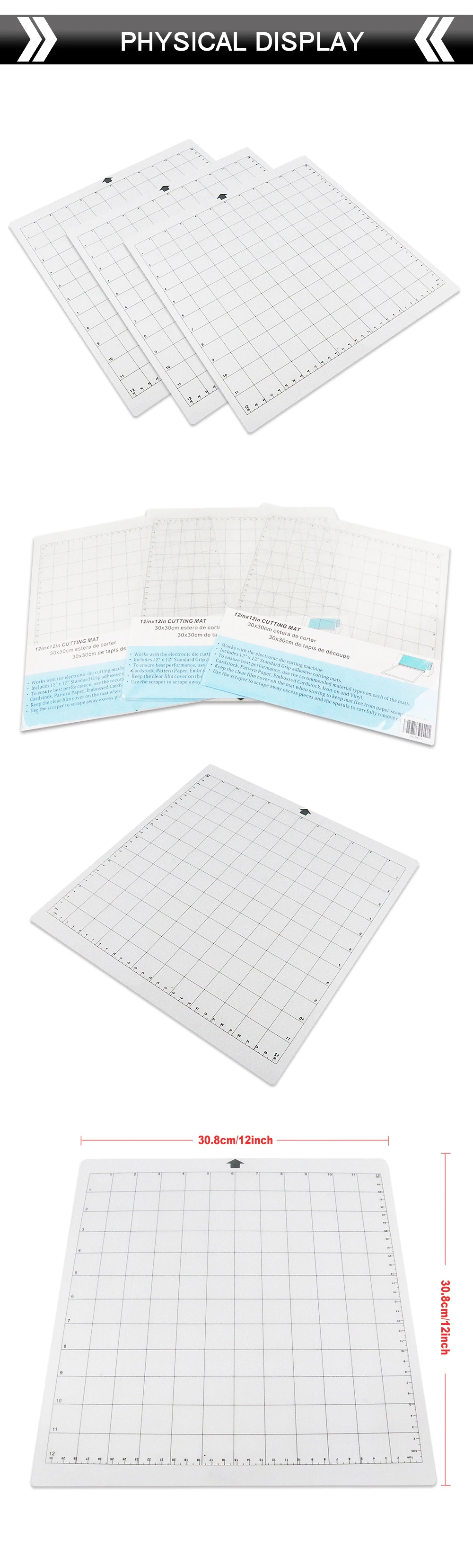 3pcs Replacement Cutting Mat Transparent Adhesive Mat with Measuring Grid for Silhouette Cameo Plotter Machine