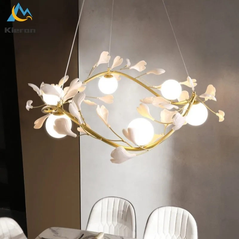 Lustre LED suspendu Ginkgo au design nordique moderne et luxueux, luminaire décoratif d'intérieur, idéal pour un salon, une chambre à coucher, un Restaurant ou un hôtel