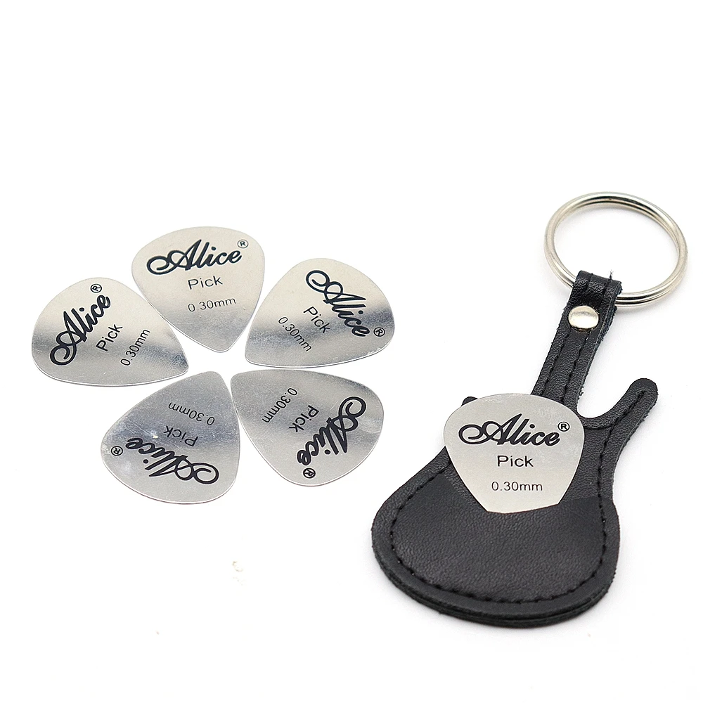 6pcs Guitar Metal Picks Alice guitar picks Guitar Chain picks guitar picks bag for Electric  Accessories 0.3mm