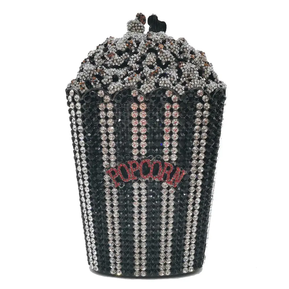 Woman bag good Quality handwork Metal Evening Clutch Handbag Crystal Rhinestone Purse French fries Diamond Clutch Bags popcorn