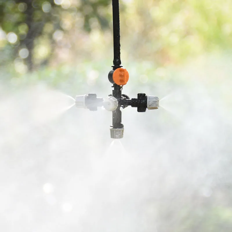 

Hanging Sprinkler System Cross Water Fog Nozzle Atomizing Fog WATER SPRAY To Drip Irrigation Garden 15Set