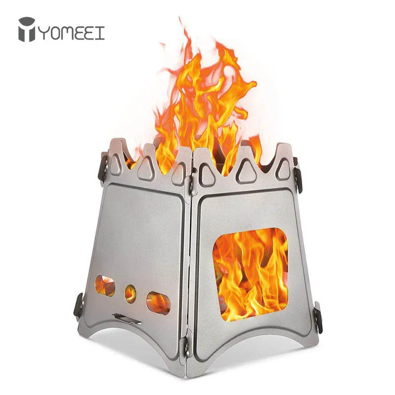 YOMEEI Folding Wood Stove Outdoor Portable Wood Stove Camping Cooking Picnic BBQ Stove Ultralight Cooking Tools