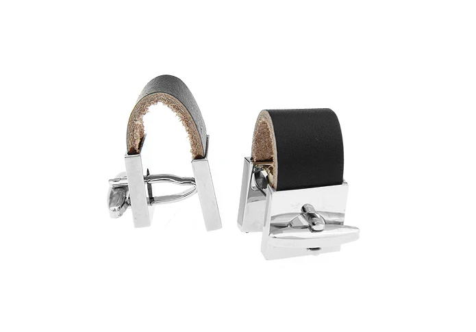 أزرار أكمام سلسلة جلدية للرجال ، وصلات الكفة القابلة للحفر ، مادة نحاسية ، لون أسود ، بيع بالجملة ، التجزئة ، الجودة #4