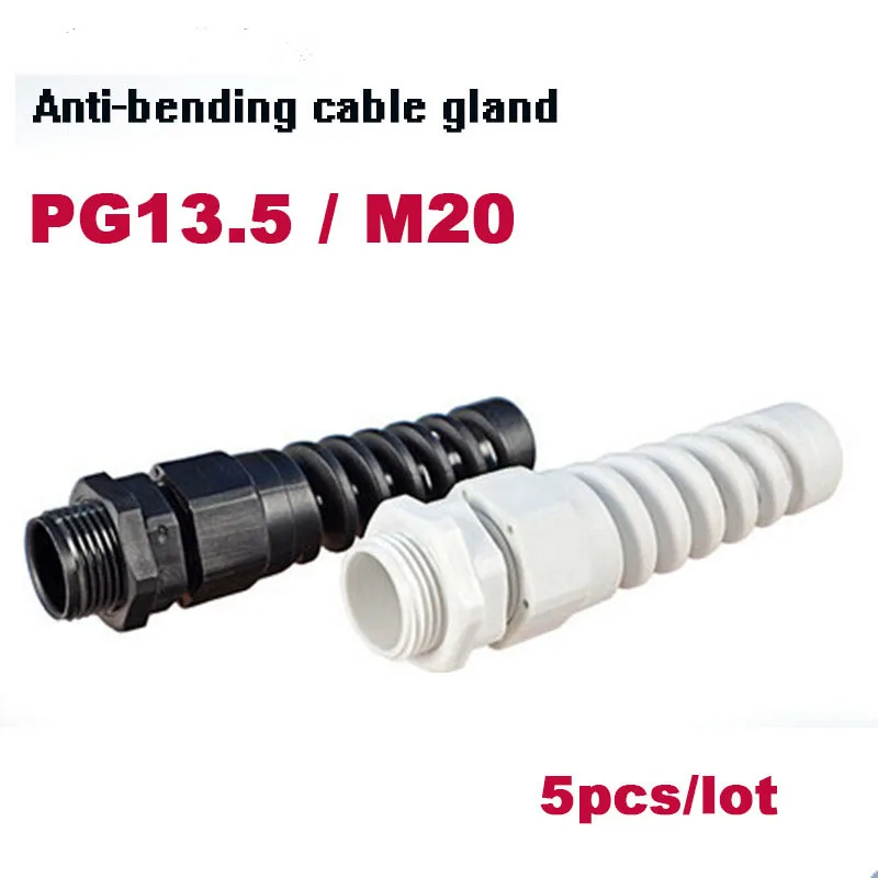 

M20 PG13.5 5pcs Nylon Cable conduit Gland 5-9mm thread wire Plastic Flex Spiral Strain Relief cable connection longer type
