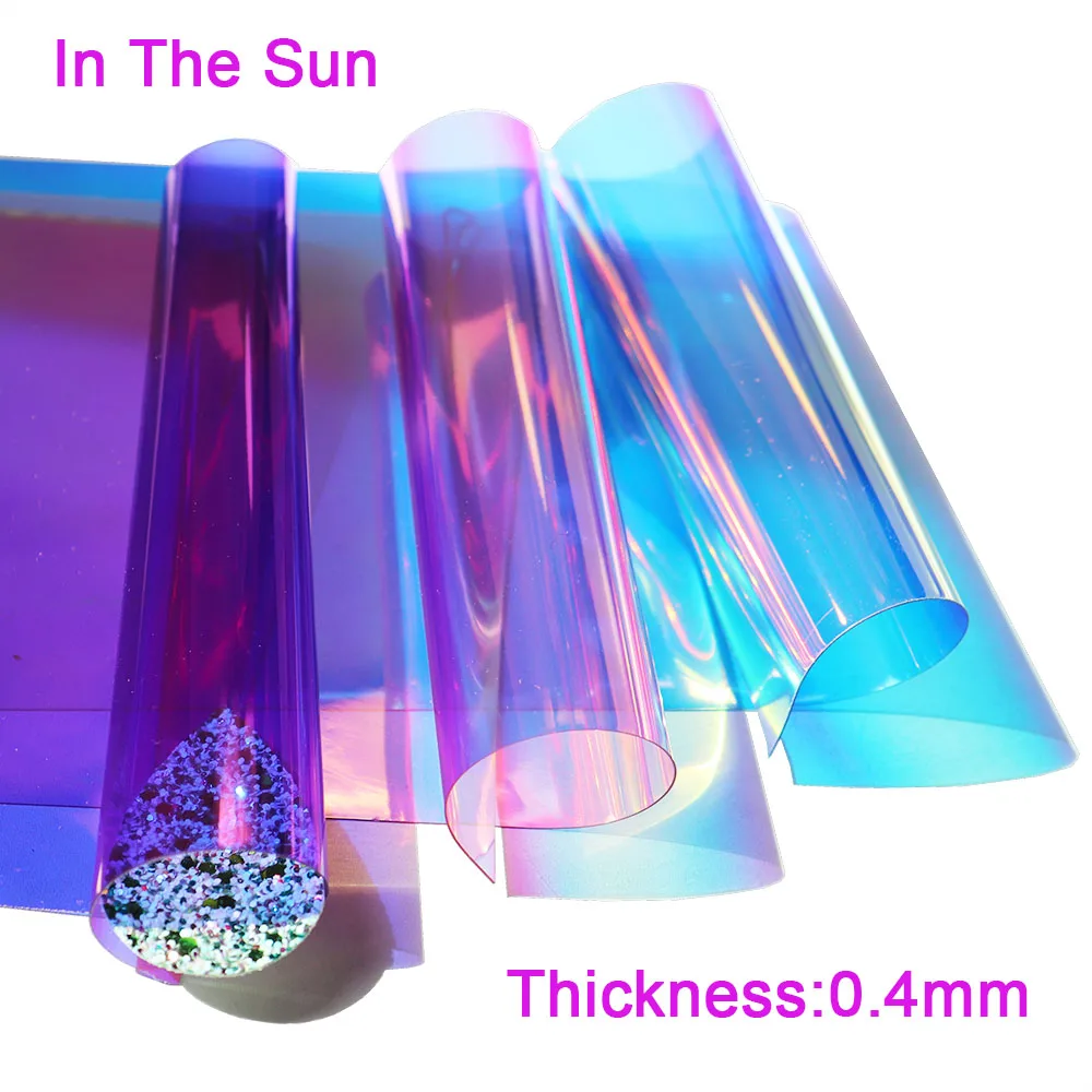 30x95cm Roll Holographic Iridescent Transparent Clear Tarpaulin Vinyl Fabric Magic Mirror PVC For Handbag Bow DIY  BH039