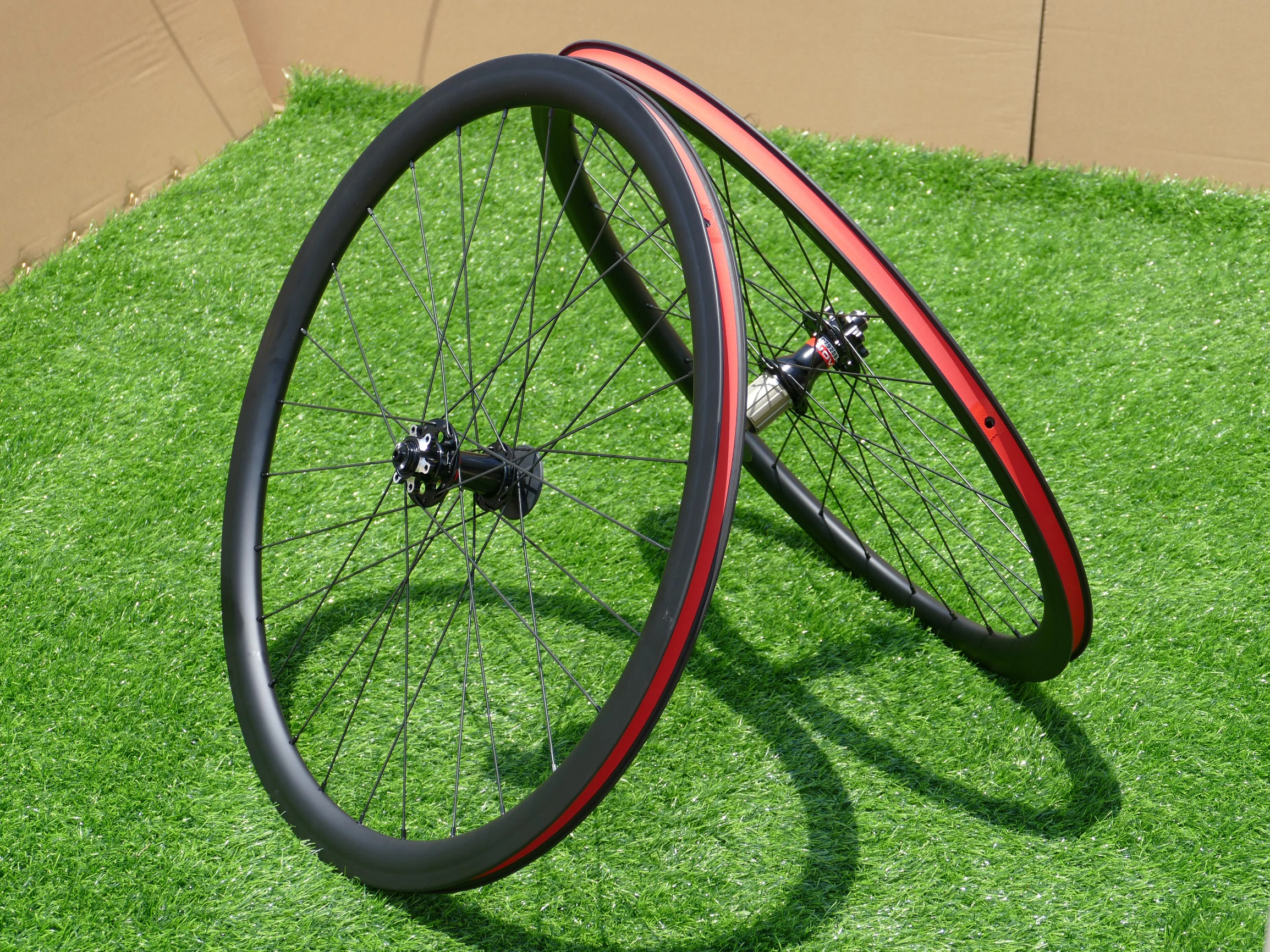 Clincher Wheelset 38mm Full Carbon 700C Road Cyclocross Bike Wheelset for Disc Brake  Thru Axle Front 100*12mm &  Rear 142*12mm