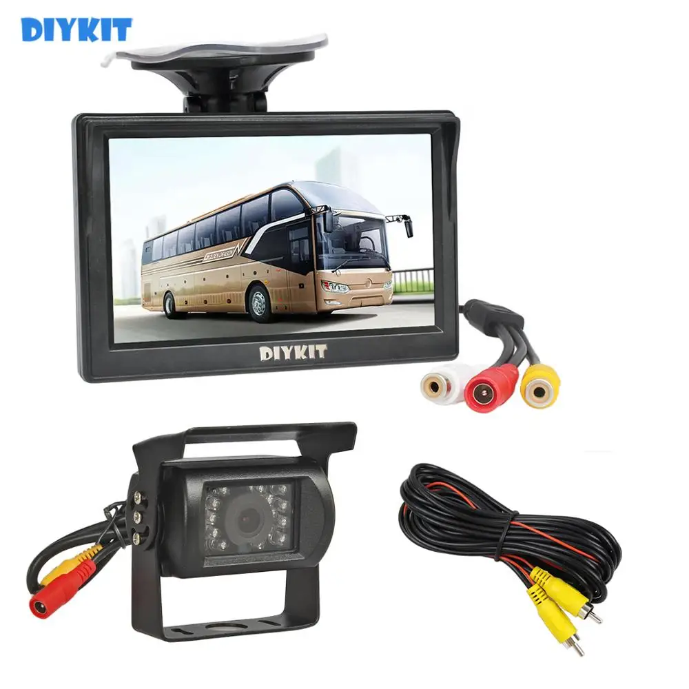 

DIYKIT 5" LCD Display Rear View Car Monitor with Waterproof Color Ccd Reverse Backup Car Truck Bus Camera