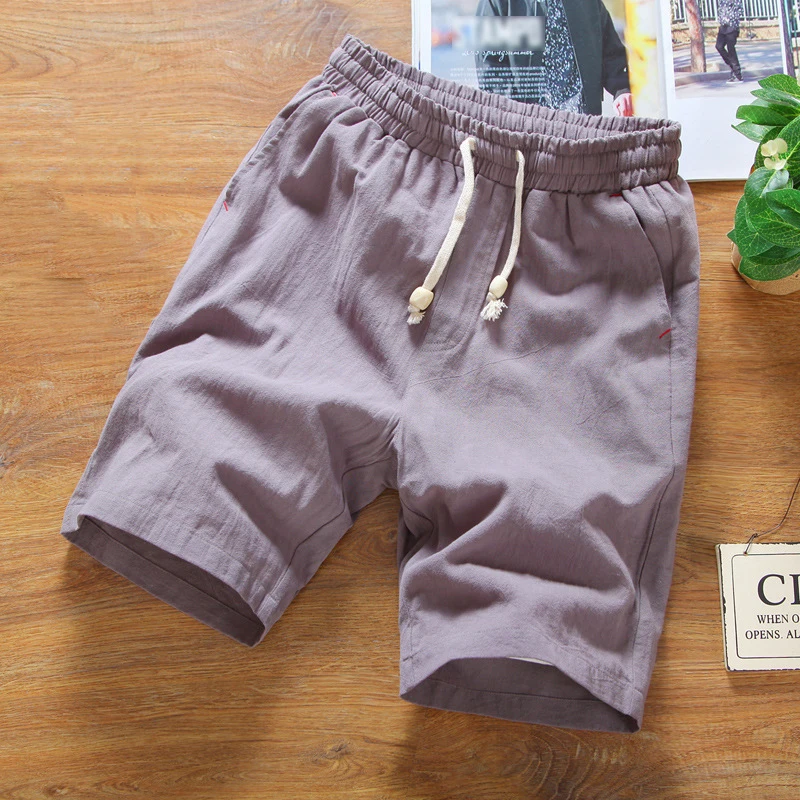 2020 New Hot Summer Linen Shorts Women Large Size Cotton Linen Short Pants Elastic Waist Knee Length Shorts With Pockets M-5XL