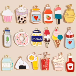 10pcs Mix Enamel Cute Food Drink Ice Cream Cake Juice Cola Charms Pendants for Necklaces Handmade DIY Jewelry Making Accessories