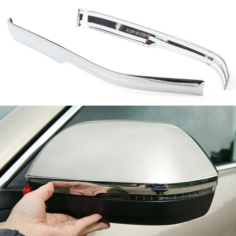 2Pcs ABS Car Door Side Rearview Mirror Cover Trim Chrome Decoration For Volkswagen Atlas 2017 2018 2019 2020 2021 2022 2023 2024