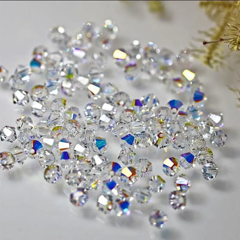 1 Set Clear Crystal AB Bicone Loose Beads For Jewelry Making Bracelets Necklaces DIY Beading Accessories 3MM 4MM 5MM 6MM 8MM