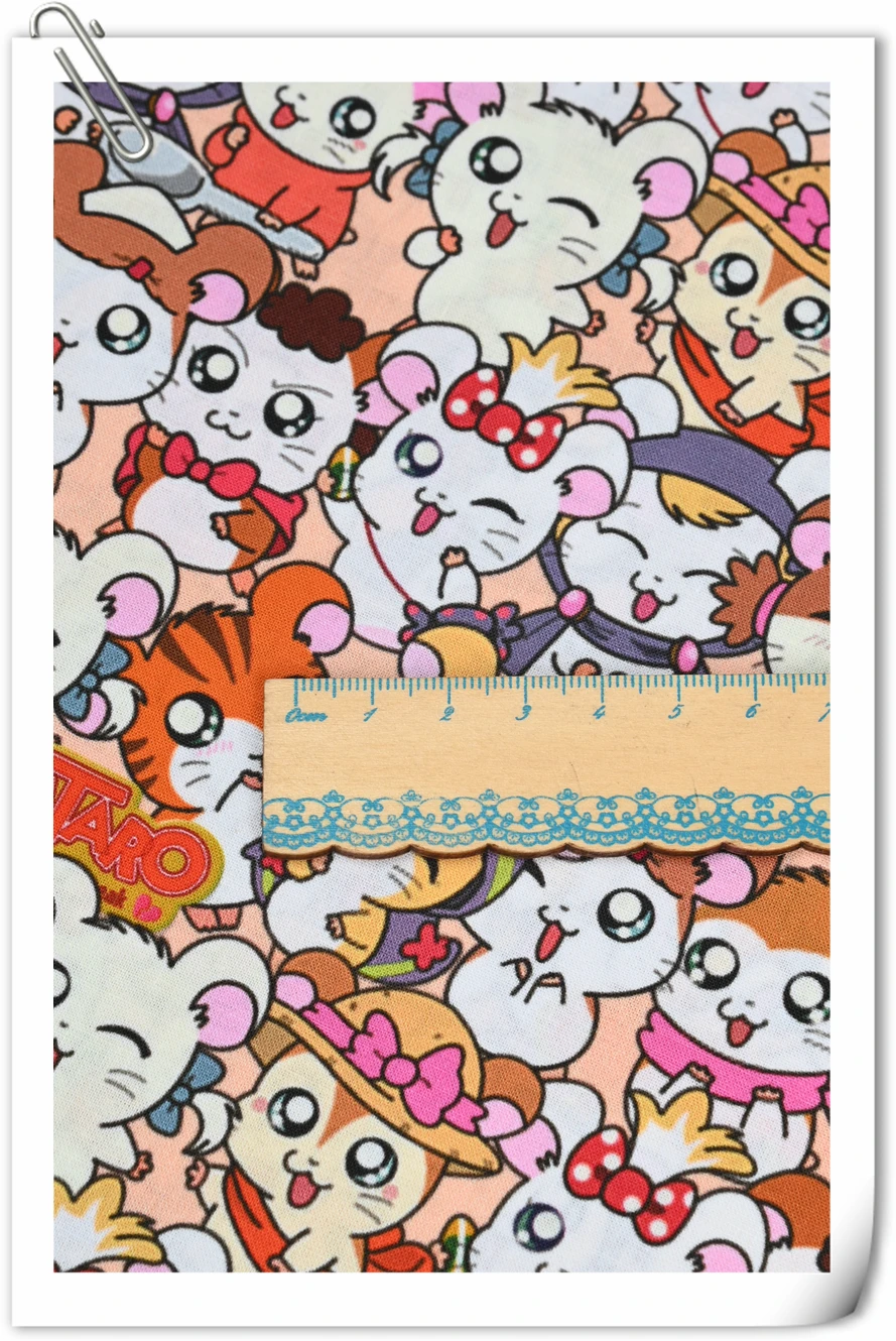 45x110cm Niedlicher Hamster Hamtaro100 % Baumwollstoff Druckstoff Nähen Quilten Für Patchwork Handarbeiten DIY Handgefertigtes Material