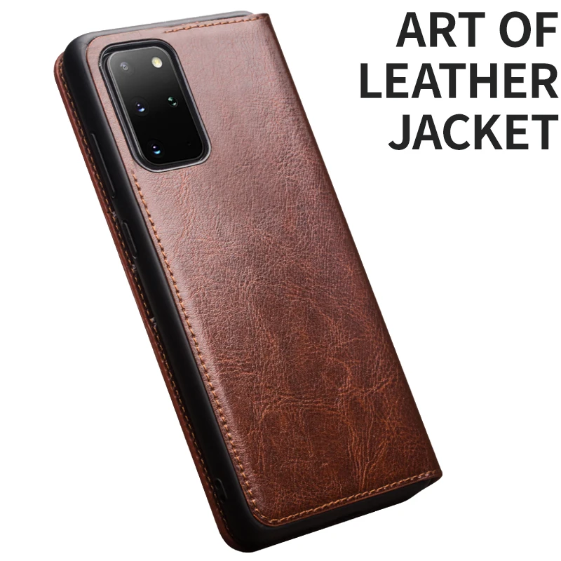 QIALINO Genuine Leather Bag Phone Shockproof Case for Samsung S20 Ultra Fashion Luxury Flip Cover for Samsung S20+ Plus 5G